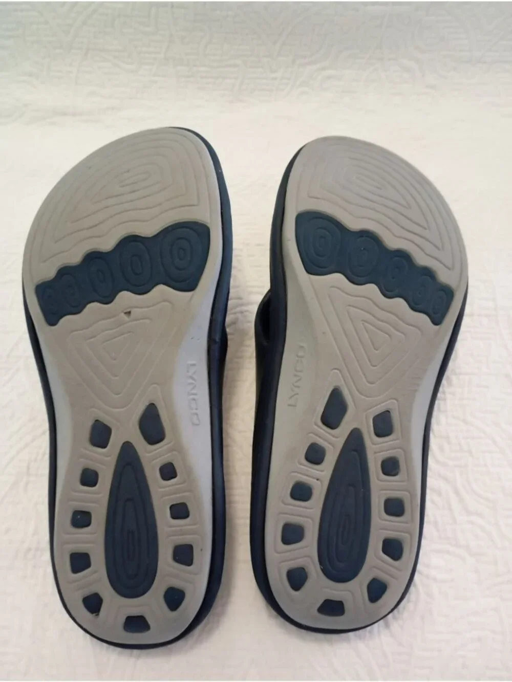 Aetrex Mens Navy Orthotic Sandals Size 10 Comfortable Arch Support Flip-Flops